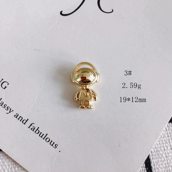 Wholesale Alloy Electroplated Jewelry Retro Literary Cut Out Bear Robot Pendant