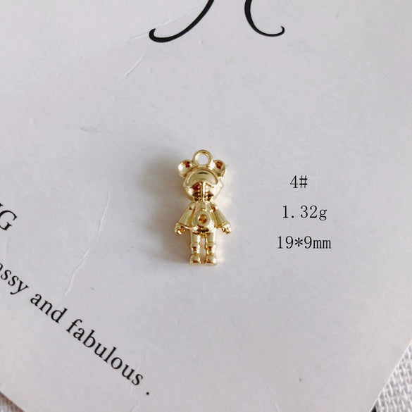 Wholesale Alloy Electroplated Jewelry Retro Literary Cut Out Bear Robot Pendant