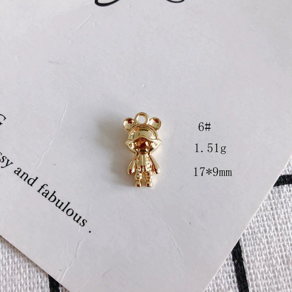 Wholesale Alloy Electroplated Jewelry Retro Literary Cut Out Bear Robot Pendant
