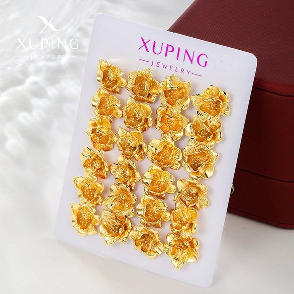 Wholesale Alloy Electroplated 24K Gold Flower Earrings Light Luxury Style