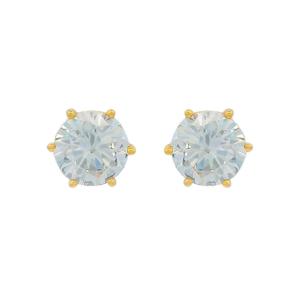 Wholesale Alloy Electroplated 24K Gold Simple Geometric Sixclaw Single Zircon Unisex Earrings