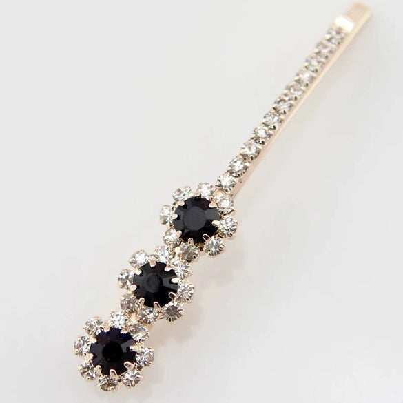 Wholesale Alloy Electroplated Minimalist Flower Edge Metal Hairpin For Women With Rhinestones Hair Accessories