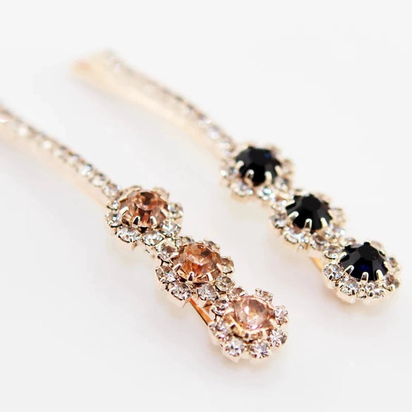 Wholesale Alloy Electroplated Minimalist Flower Edge Metal Hairpin For Women With Rhinestones Hair Accessories