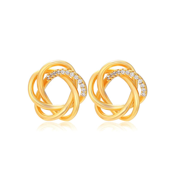 Wholesale Alloy Electroplated Real Gold Flower Earrings For Women Small Fresh Style