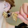 Wholesale Alloy Electroplated Simple Plant Flower And Leaf Pattern Pin Earrings For Women