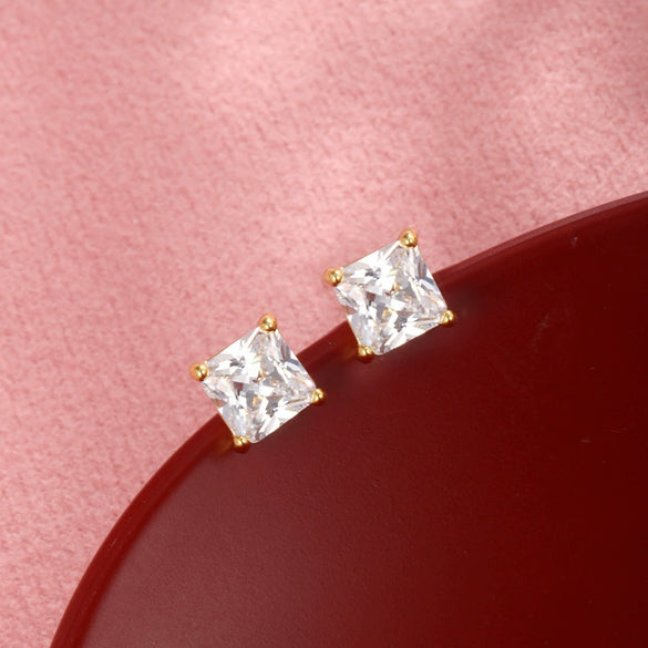 Wholesale Alloy Electroplated Single Zircon Women's Fashion Simple Highend Exquisite Jewelry Earrings