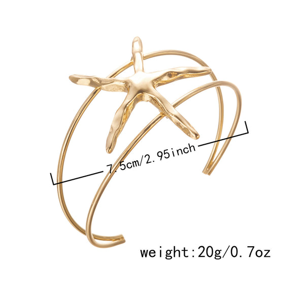 Wholesale Alloy Electroplated Starfish Adjustable Open Bracelet Modern Minimalist Animal Style Accessories