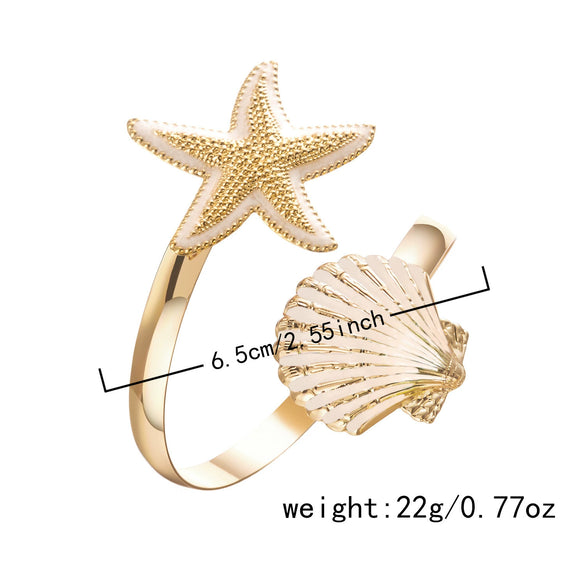 Wholesale Alloy Electroplated Starfish Shell Bracelet Jewelry For Women Creative Exaggerated Open Vacation Style