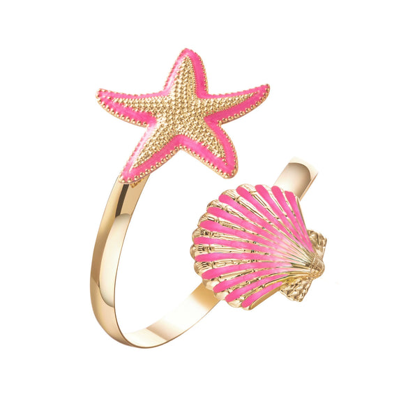 Wholesale Alloy Electroplated Starfish Shell Bracelet Jewelry For Women Creative Exaggerated Open Vacation Style