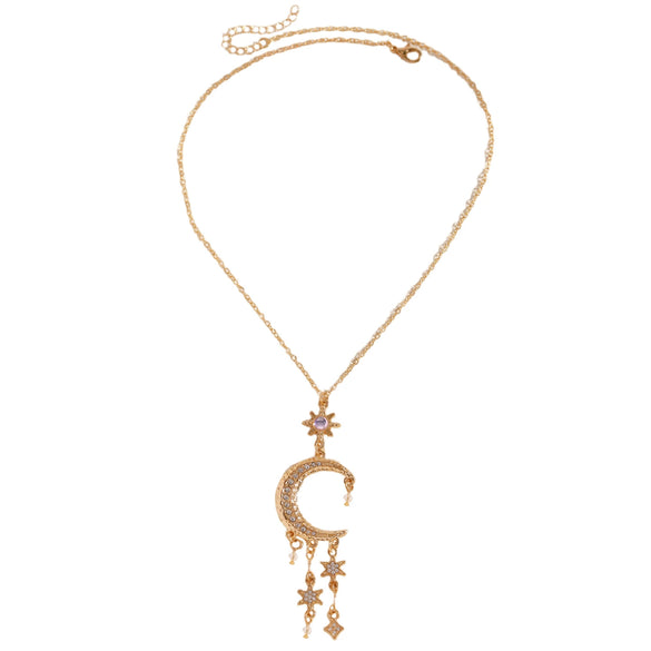 Wholesale Alloy Electroplated Sun Moon Star Cloud Universe Pattern Necklace And Earring Set For Women