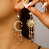 Wholesale Alloy Electroplated Sun Moon Star Cloud Universe Pattern Necklace And Earring Set For Women