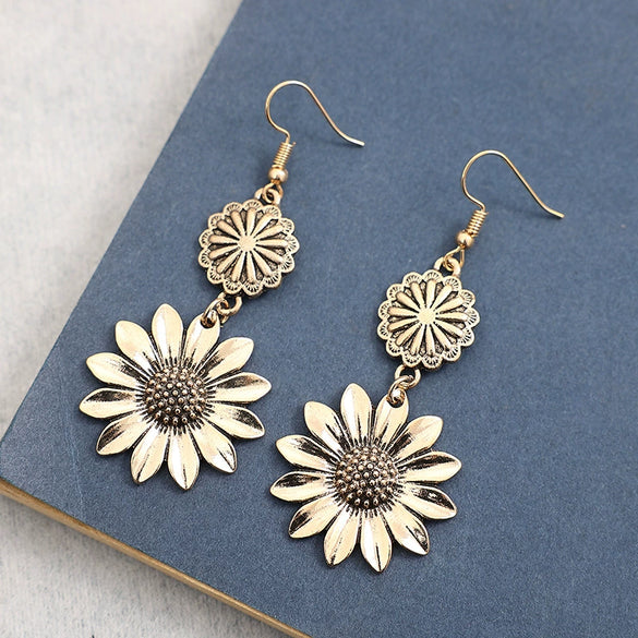 Wholesale Alloy Electroplated Sunflower Women's Earrings