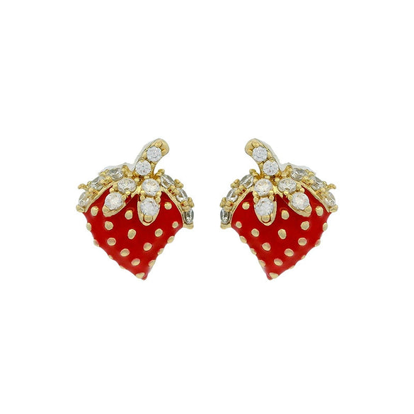 Wholesale Alloy Electroplated Sweet Fruitshaped Strawberry Earrings For Women