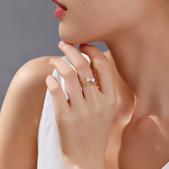 Wholesale Alloy Electroplated Sweet Style Bowknot Open Ring For Women