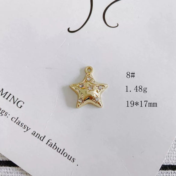 Wholesale Alloy Electroplating Jewelry Accessories Star Love Lock Hollow Inlay Small Pendant
