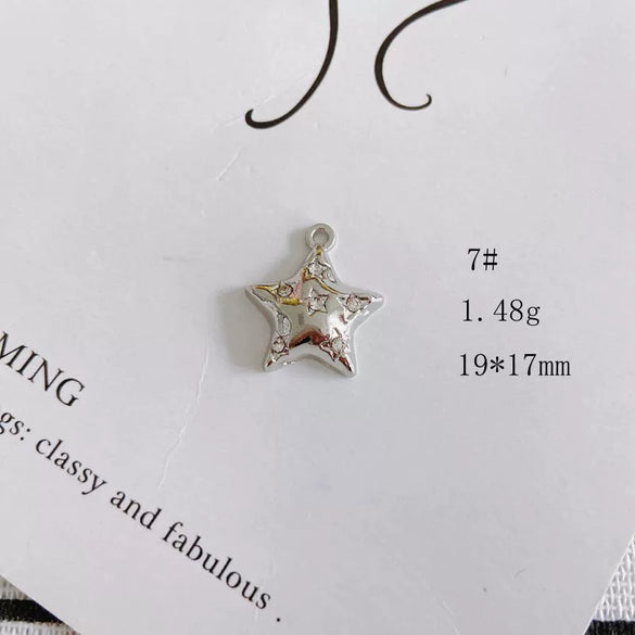 Wholesale Alloy Electroplating Jewelry Accessories Star Love Lock Hollow Inlay Small Pendant