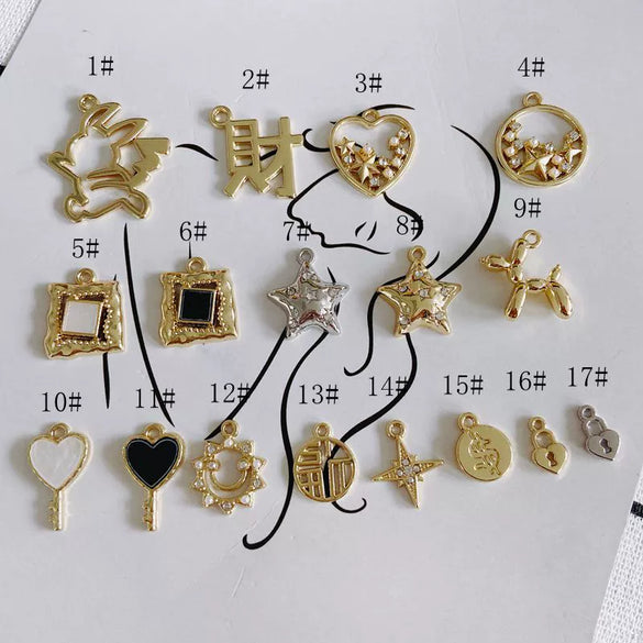 Wholesale Alloy Electroplating Jewelry Accessories Star Love Lock Hollow Inlay Small Pendant
