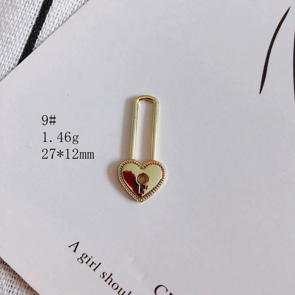 Wholesale Alloy Electroplating Key Love Lock Inlaid Pearl Hollow Small Pendant Accessories