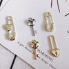 Wholesale Alloy Electroplating Key Love Lock Inlaid Pearl Hollow Small Pendant Accessories
