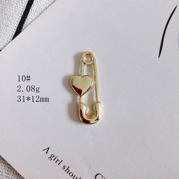 Wholesale Alloy Electroplating Key Love Lock Inlaid Pearl Hollow Small Pendant Accessories