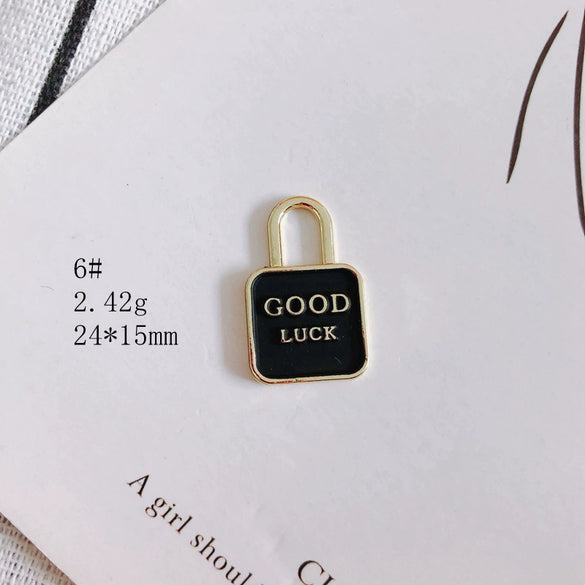 Wholesale Alloy Electroplating Key Love Lock Inlaid Pearl Hollow Small Pendant Accessories