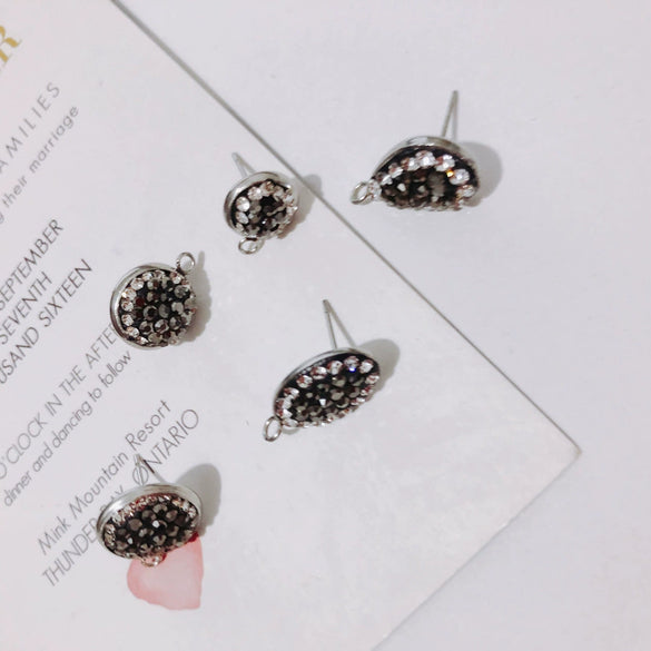 Wholesale Alloy Electroplating Round Micro Diamond Jewelry Accessories Earrings Pendant