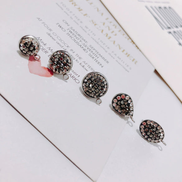 Wholesale Alloy Electroplating Round Micro Diamond Jewelry Accessories Earrings Pendant