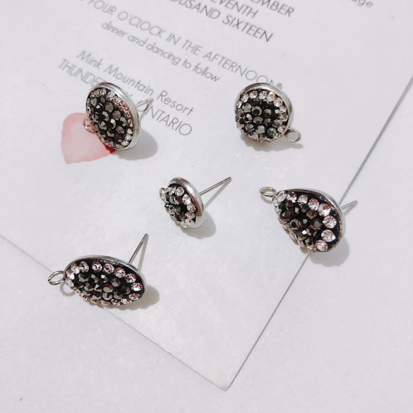 Wholesale Alloy Electroplating Round Micro Diamond Jewelry Accessories Earrings Pendant
