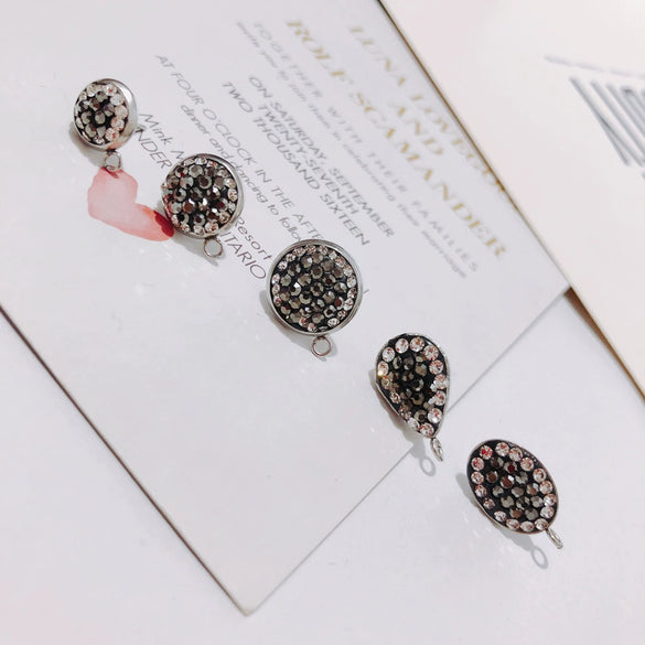 Wholesale Alloy Electroplating Round Micro Diamond Jewelry Accessories Earrings Pendant