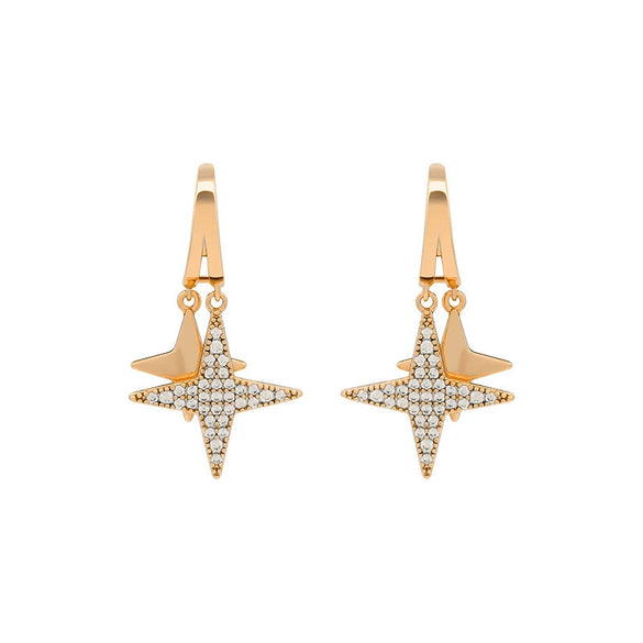 Wholesale Alloy Elegant Double Star Micropaved Zircon Earrings