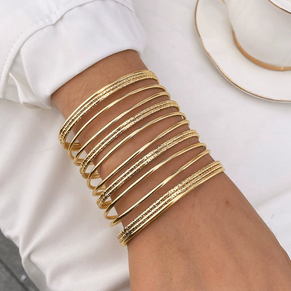 Wholesale Alloy Exaggerated Geometric Multilayer Electroplated Bracelet For Women