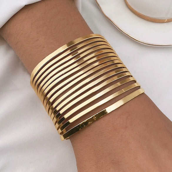 Wholesale Alloy Exaggerated Geometric Multilayer Electroplated Bracelet For Women