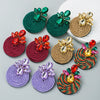 Wholesale Alloy Exaggerated Round Earrings With Color Rhinestone And Geometric Pattern Woven By Polyester Elastic Wire In Simple Style With Diamond Treatment