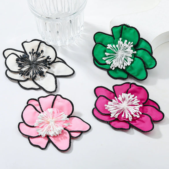 Wholesale Alloy Fabric Simulation Flower Earrings Handmade Geometric Style For Women