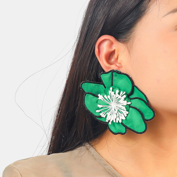Wholesale Alloy Fabric Simulation Flower Earrings Handmade Geometric Style For Women