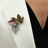 Wholesale Alloy Fallen Leaf Brooch Electroplated For Women Retro Style