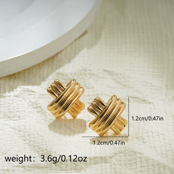 Wholesale Alloy Fashion Geometric And Heart Shape Electroplated Earrings