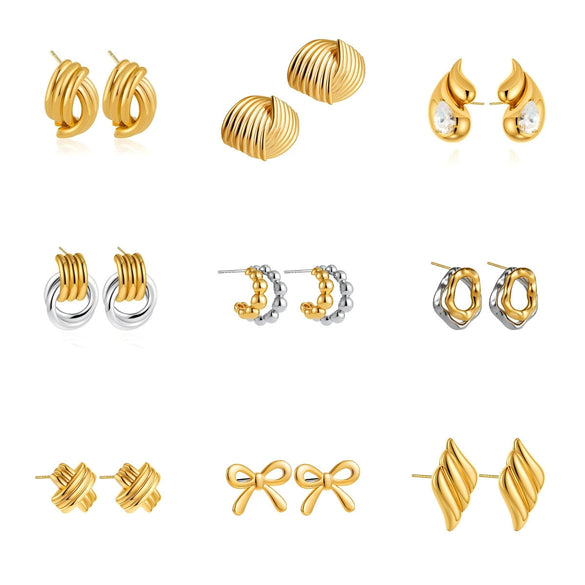 Wholesale Alloy Fashion Geometric And Heart Shape Electroplated Earrings