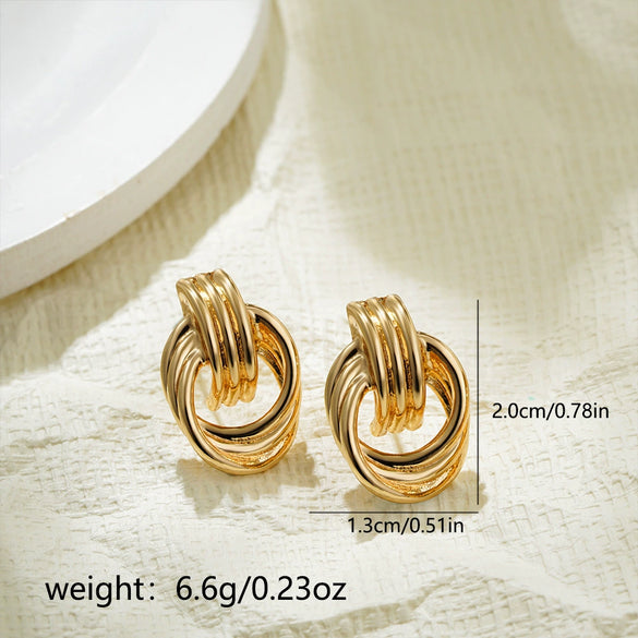Wholesale Alloy Fashion Geometric And Heart Shape Electroplated Earrings