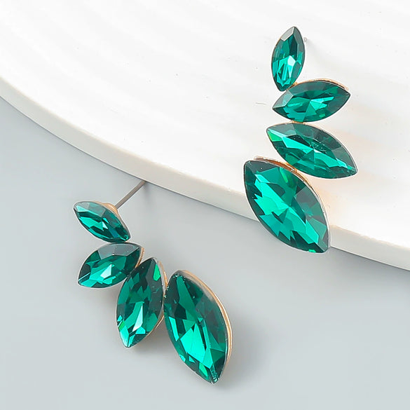 Wholesale Alloy Fashion Geometric Earrings With Colored Diamond And Flower Pattern