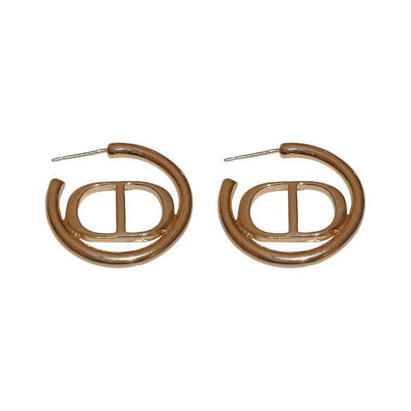Wholesale Alloy Fashion Ol Letter Heart Earrings With Electroplating