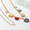 Wholesale Alloy Fashion Pendant Necklace With Heart And Flower Patterns Electroplated