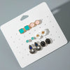 Wholesale Alloy Fashion Simple White Flower Geometric Gem Drops Fanshaped Heart Vintage Electroplated Earrings Sixpiece Suit