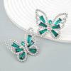 Wholesale Alloy Fashion Women's Exaggerated Animal Butterfly Diamond Earrings
