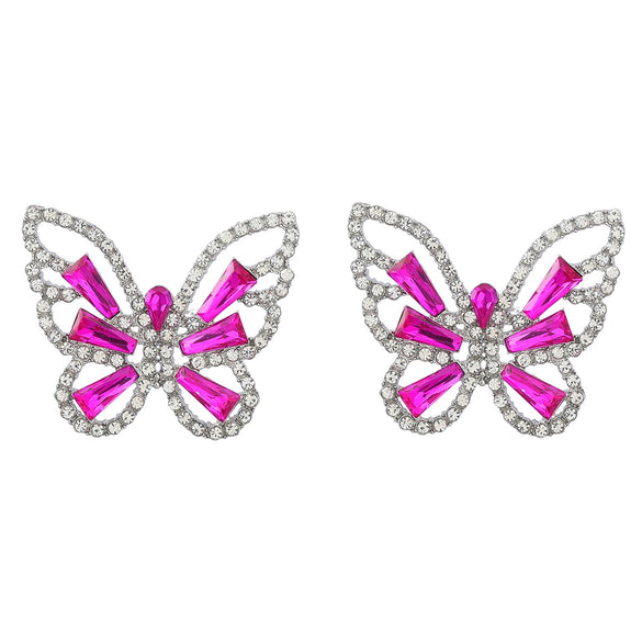 Wholesale Alloy Fashion Women's Exaggerated Animal Butterfly Diamond Earrings