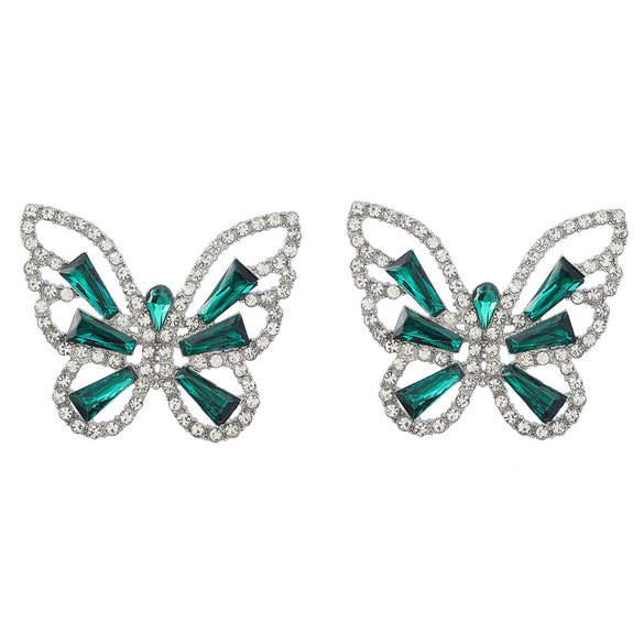 Wholesale Alloy Fashion Women's Exaggerated Animal Butterfly Diamond Earrings