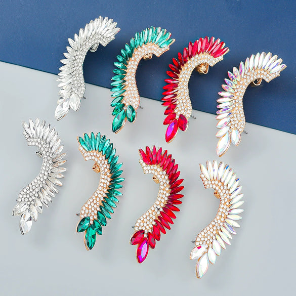 Wholesale Alloy Fashionable Colored Diamond Series Half Heartshaped Earrings With Diamonds And Rhinestones Geometric Design For Women