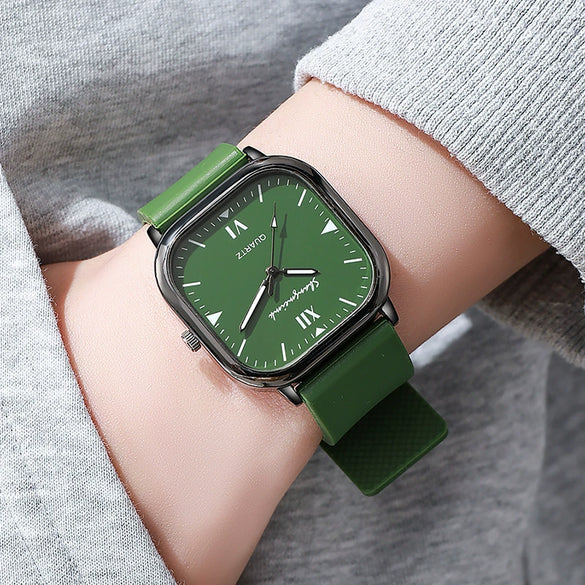 Wholesale Alloy Faux Leather Unisex Square Quartz Watch Simple Trend Leisure Style