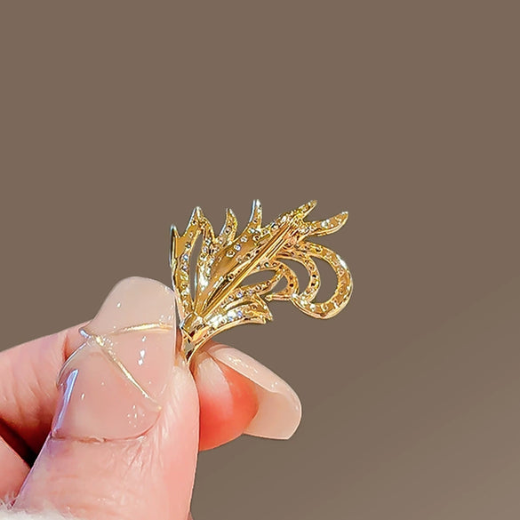 Wholesale Alloy Feather Brooch Women's Natural Style Electroplated