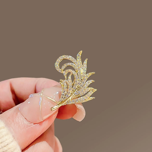 Wholesale Alloy Feather Brooch Women's Natural Style Electroplated